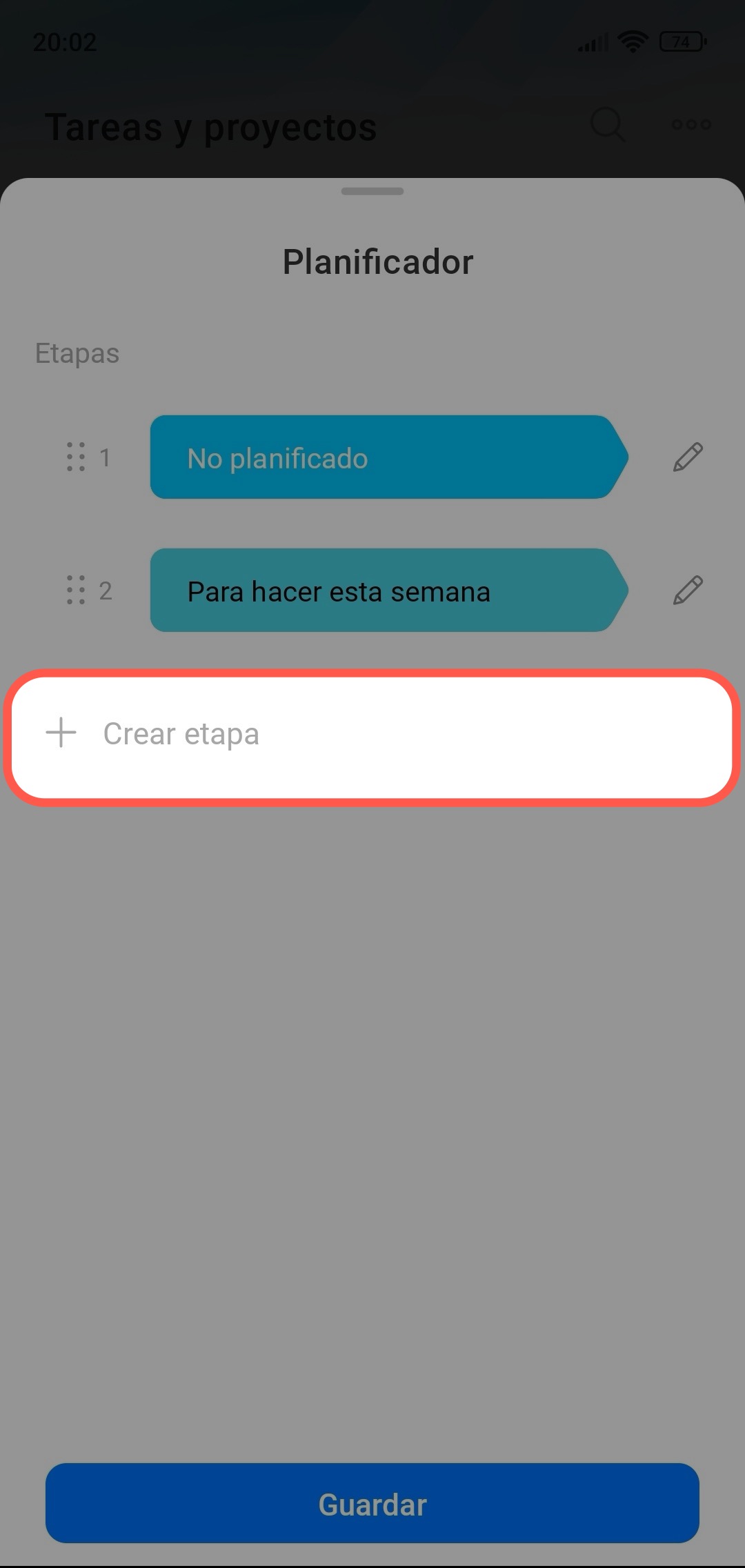 Crear etapa