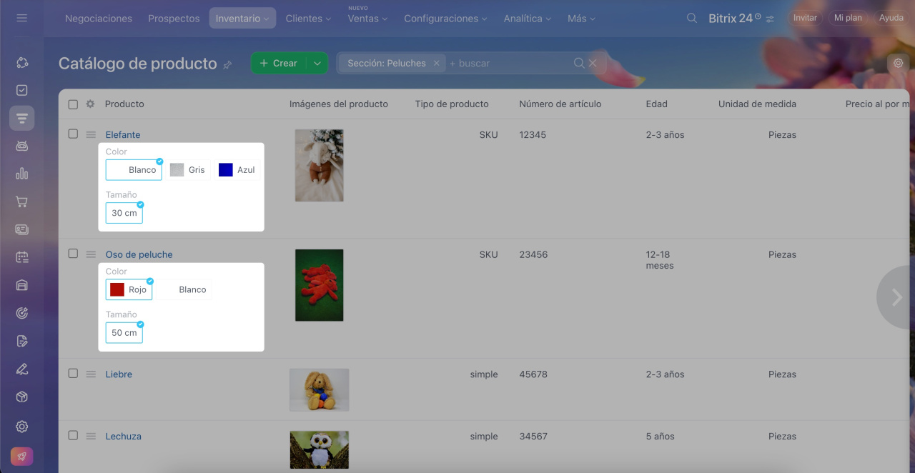 Lista de productos