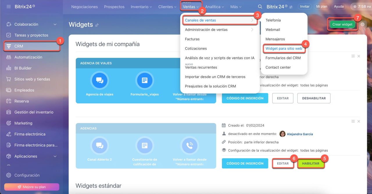 Elegir widget Elegir widget
